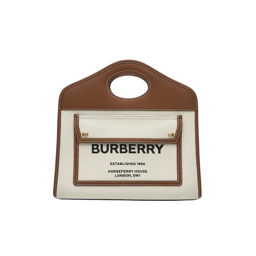 [BUNJANG] Burberry Two-Tone Canvas & Leather Pocket Bag Small / 버버리 투톤 캔버스 앤 레더 포켓 백 스몰