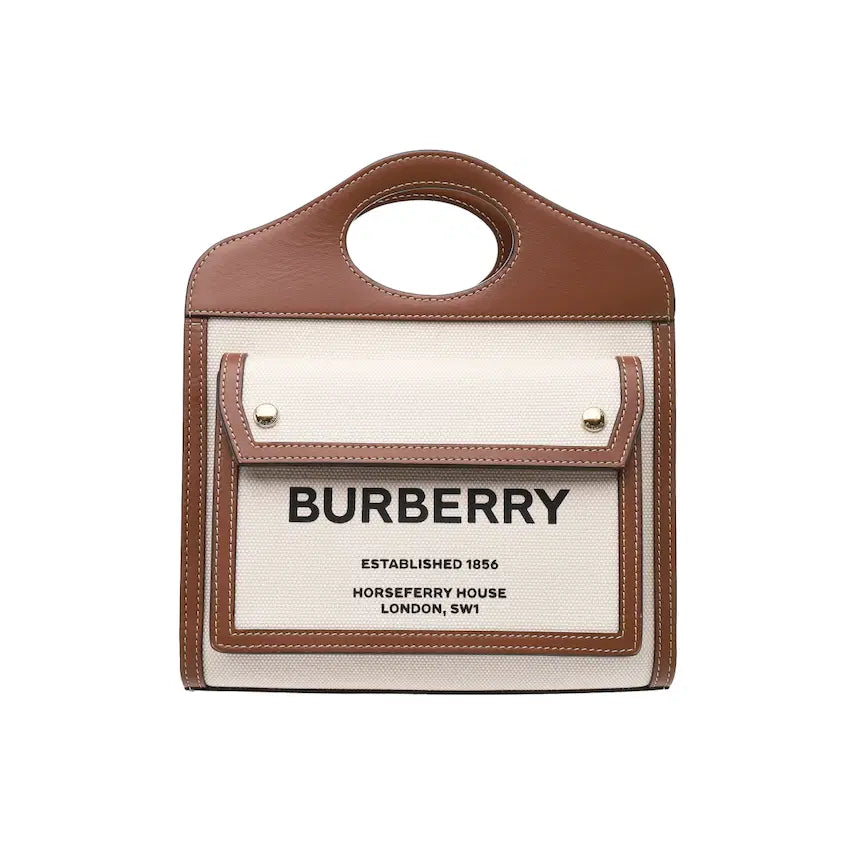[BUNJANG] Burberry Two-Tone Canvas and Leather Pocket Bag Mini / 버버리 투톤 캔버스 앤 레더 포켓 백 미니
