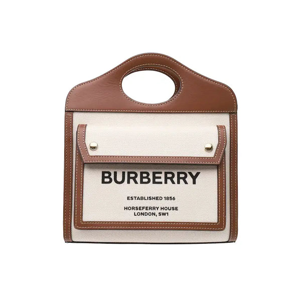 [BUNJANG] Burberry Two-Tone Canvas and Leather Pocket Bag Mini / 버버리 투톤 캔버스 앤 레더 포켓 백 미니