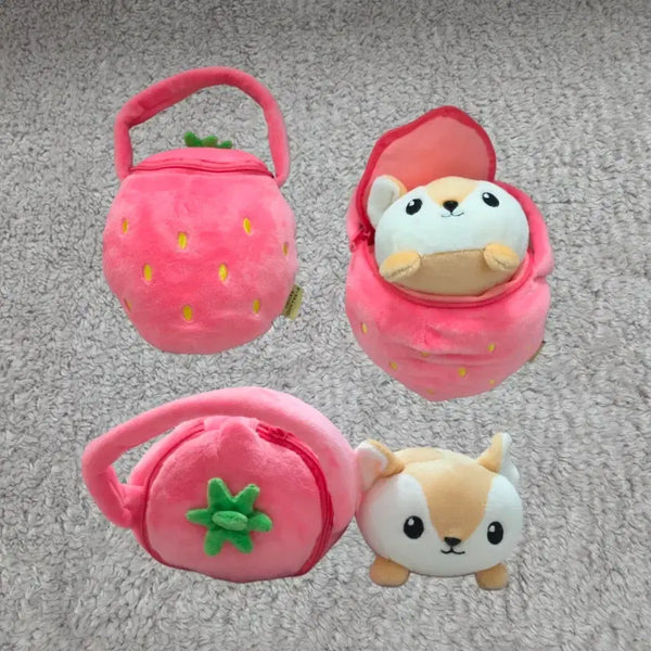 [BUNJANG] Everland Fox Doll Strawberry Pouch / 에버랜드 여우 인형 딸기 파우치