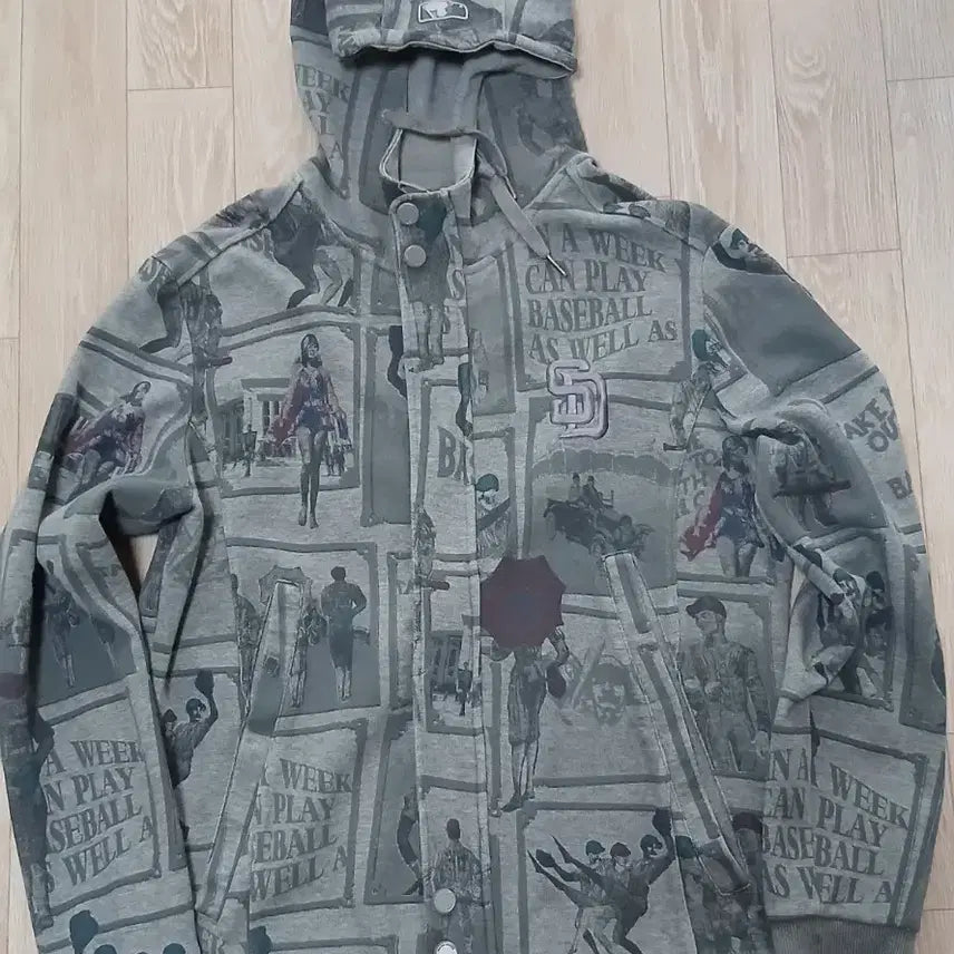 [BUNJANG] MLB Gray Hoodie Zip-up (Size 100) / MLB 후드집업 그레이 100