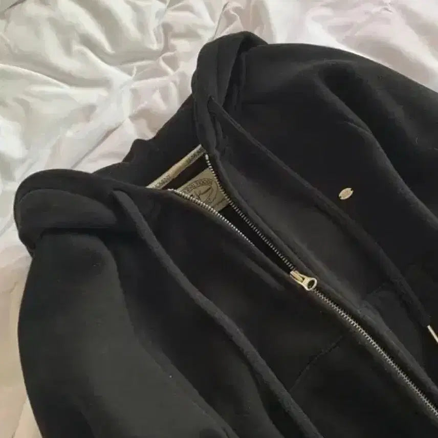 [BUNJANG] Ordinaryment Moen Two-Way Hooded Zip-up Black / 오디너리먼트 메이드 양기모 모엔 투웨이 후드집업 블랙