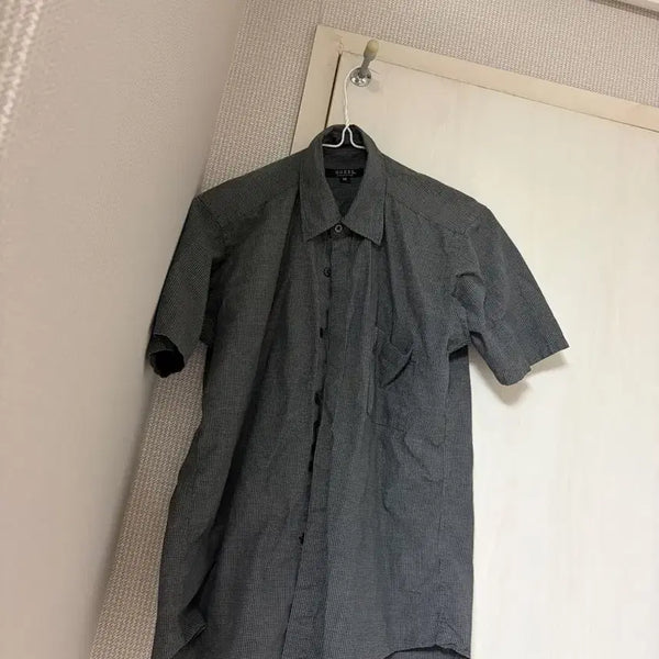 [BUNJANG] Vintage Women's Gray Checkered Short Sleeve Shirt / 여성 반팔 셔츠