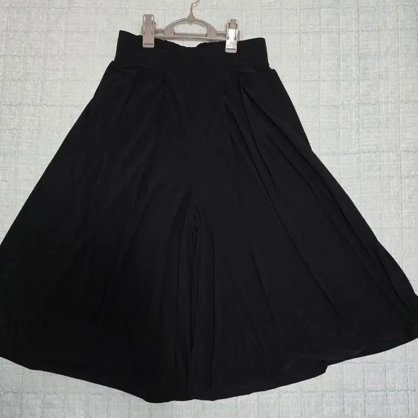 [BUNJANG] Black Flare Banded Wide Pants / 검정색 플레어 밴딩 치마바지