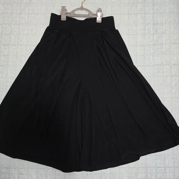 [BUNJANG] Black Flare Banded Wide Pants / 검정색 플레어 밴딩 치마바지
