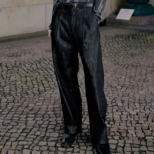 [BUNJANG] Portners Two-Tuck Wide Denim Pants L Size / 포트너스 투턱 와이드 팬츠 L사이즈 새제품 팝니다