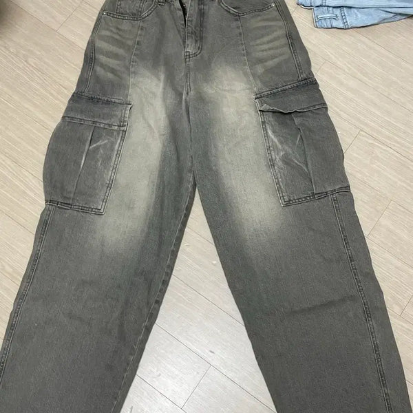 [BUNJANG] Vintage Washed Cargo Denim Pants / 빈티지 워싱 카고 데님 팬츠