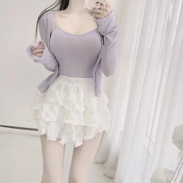 [BUNJANG] YourRose Lavender Cardigan and Tank Top Set / (세트) 유어로즈 퓨어 나시가디건 셋업 데이트 벚꽃 발레코어 퍼빗