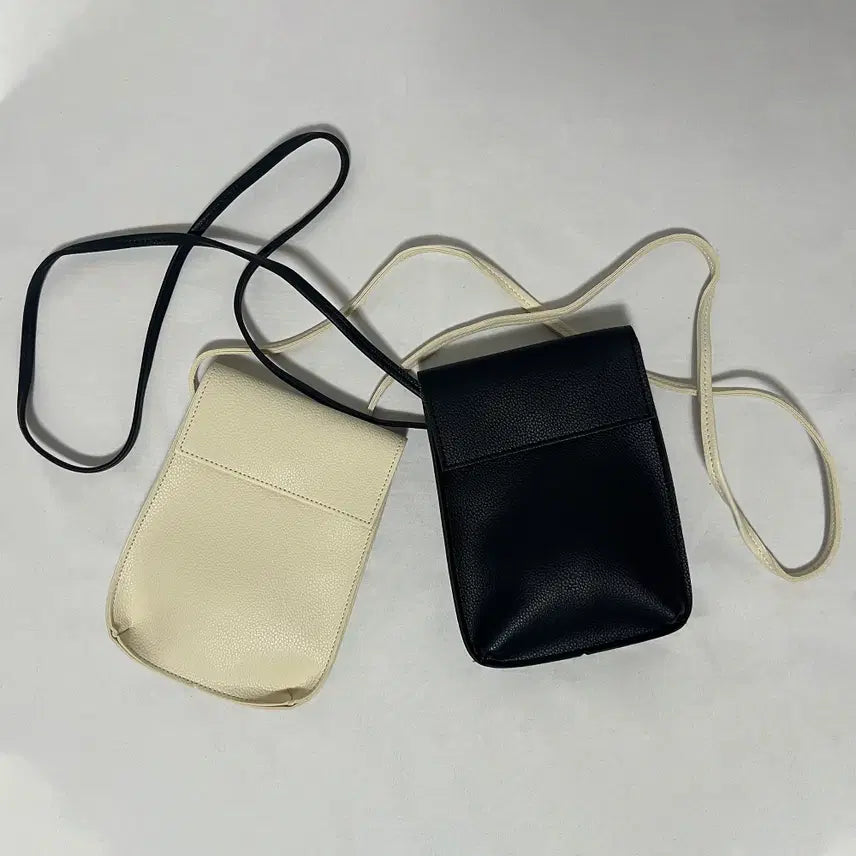 [BUNJANG] Leather Cross Mini Bag / 새상품 레더 크로스 미니백 블랙, 아이보리