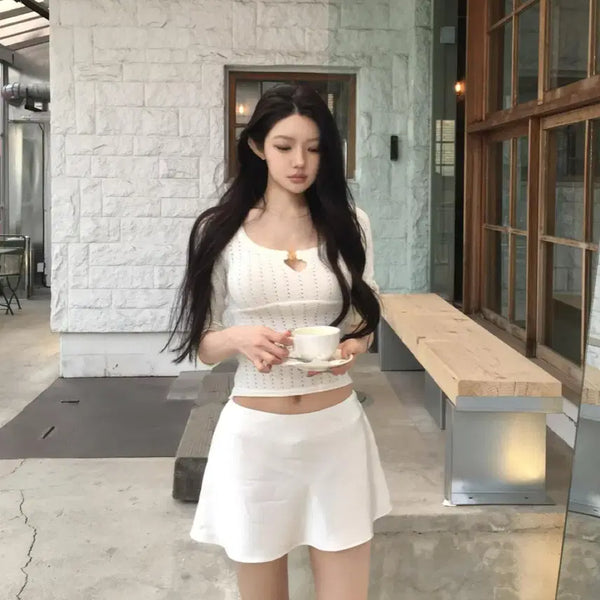 [BUNJANG] Flip Royal Punch Keyhole Knit Top / 플립 로열 펀칭 키홀 니트