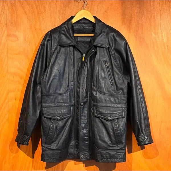 [BUNJANG] Vintage Heavy Cow Leather Hunting Jacket L / 빈티지 헤비 카우레더 헌팅 자켓 L 소가죽 카코트