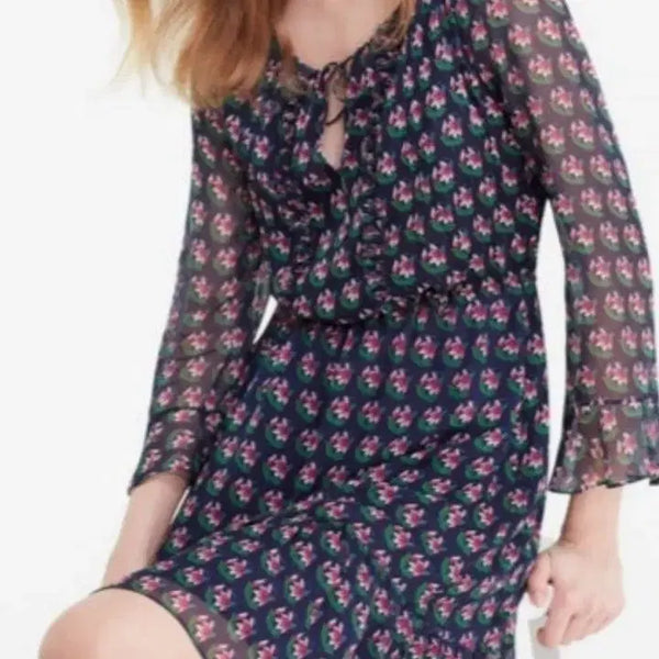 [BUNJANG] DVF Floral Print Chiffon Dress / DVF 다이앤본퍼스텐버그 원피스