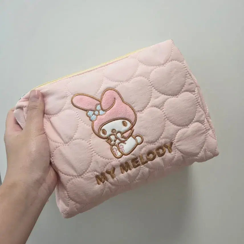 [BUNJANG] My Melody Quilted Pouch Pink / 마이멜로디 퀼팅 파우치 핑크