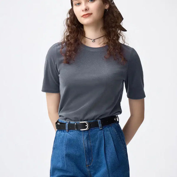 [BUNJANG] Uniqlo GU Sheer Velour T-shirt (Dark Gray / S) / [유니클로] GU시어벨루어티셔츠 (DARK GRAY / S 사이즈)