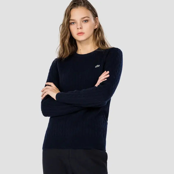 [BUNJANG] Generic Cable Knit Crew Neck Sweater (Navy, Size S) / [라코스테] 케이블 크루넥 스웨터 AF246E(Navy / S 사이즈