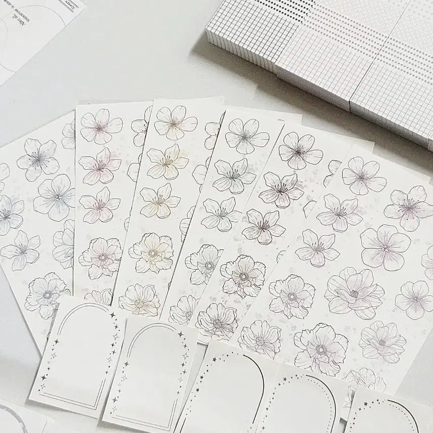 [BUNJANG] Kkakong's Stationary Line Flower Imitation Sticker / [까꽁이의꼼지락] 라인꽃 모조 인스