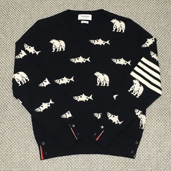 [BUNJANG] Thom Browne Bear & Salmon Knit Sweater / [당일발송] 톰브라운 베어앤살몬 니트 2사이즈