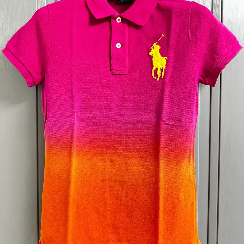 [BUNJANG] Polo Ralph Lauren Big Pony Pink Gradient Pique Shirt / 정품 폴로 랄프로렌 반팔 빅포니 피케 셔츠 카라티
