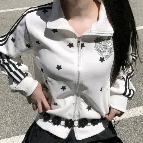 [BUNJANG] Star Outer Track Top Jersey / 에이블리 별 아우터 트랙탑 져지 갸루