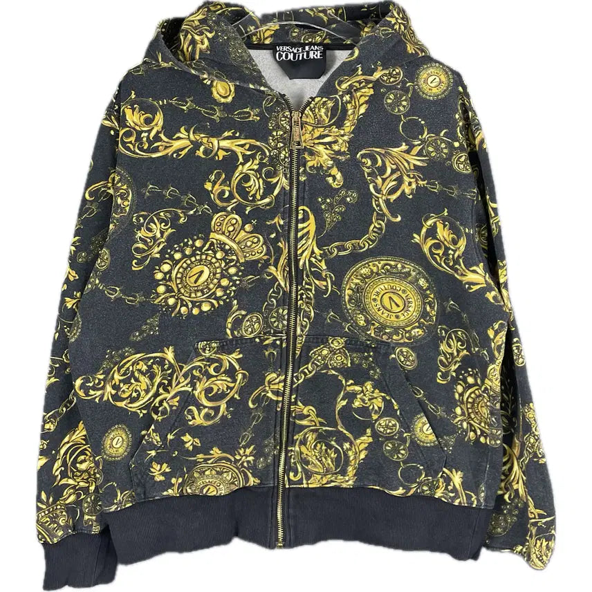 [BUNJANG] Versace Couture Baroque Pattern Print Hooded Zip-Up Hoodie and Pants Set-Up (L) / [L] 베르사체 꾸뛰르 바로크 패턴 프린팅 후드 집업 팬츠 셋업