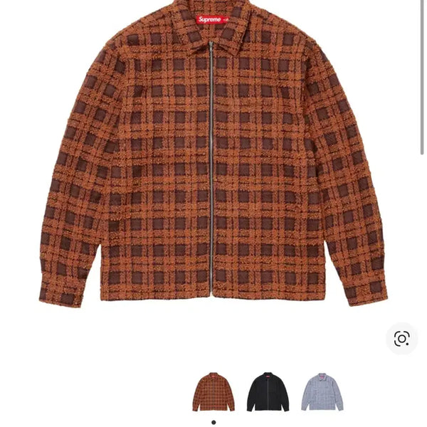 [BUNJANG] Supreme Boucle Zip-Up Shirt Rust L / 슈프림 부클 집업 셔츠 러스트  L사이즈