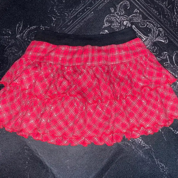 [BUNJANG] Punk Tartan Check Kankang Skirt / 펑크 타탄체크 캉캉스커트 갸루