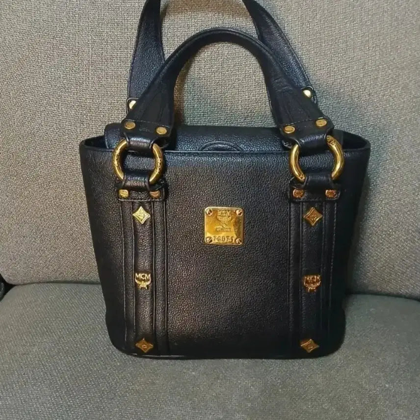 [BUNJANG] MCM Black Leather Mini Tote Bag / 정품 MCM 블랙 레더 토트백 미니백