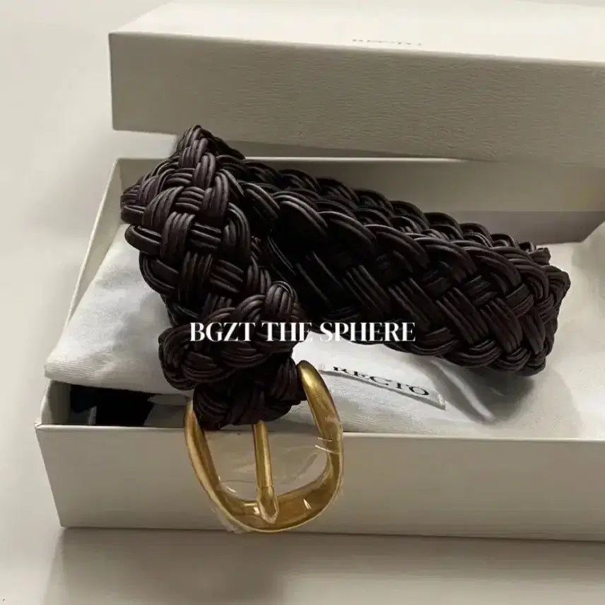 [BUNJANG] RECTO Signature Weaving Belt - Dark Chocolate / 렉토 26SS 시그니쳐 위빙 벨트 다크 초콜렛
