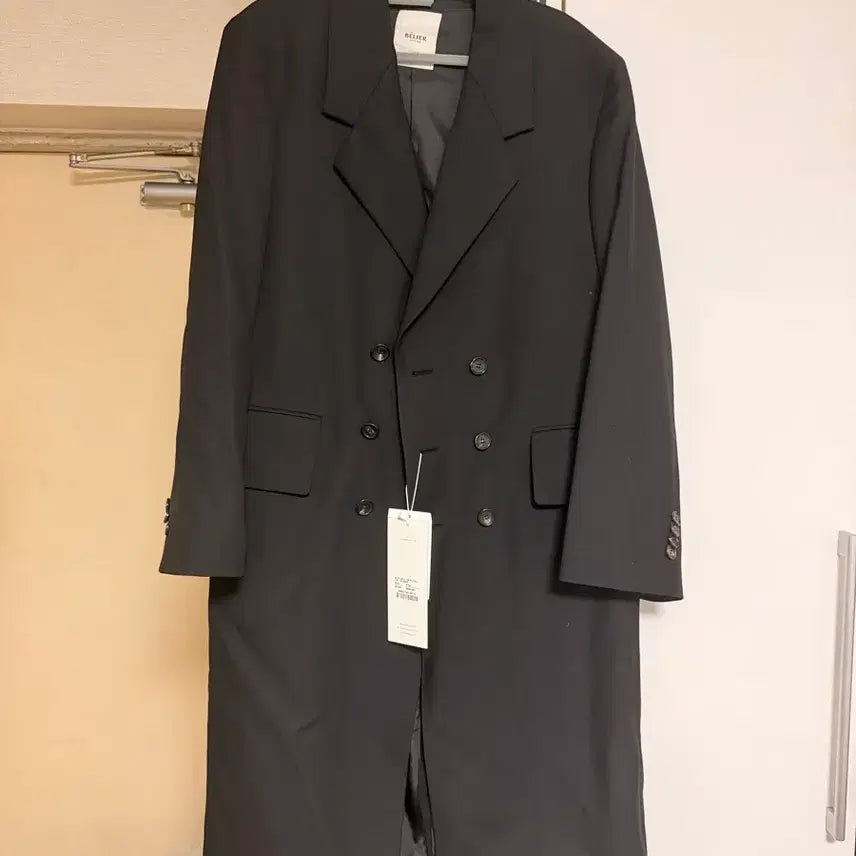 [BUNJANG] Bellie Narrow Double Coat Black / 벨리에 네로우 더블코트, 택 달린 새상품