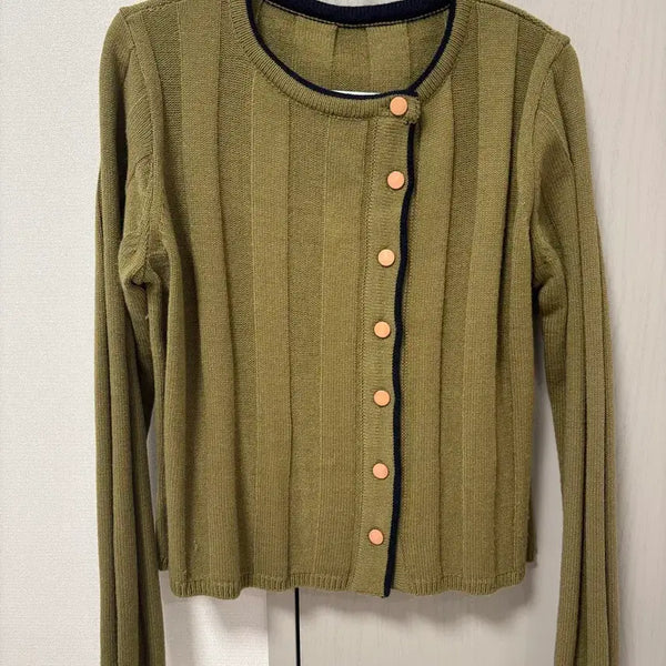 [BUNJANG] Olive Ribbed Knit Top / 올리브 골지 니트