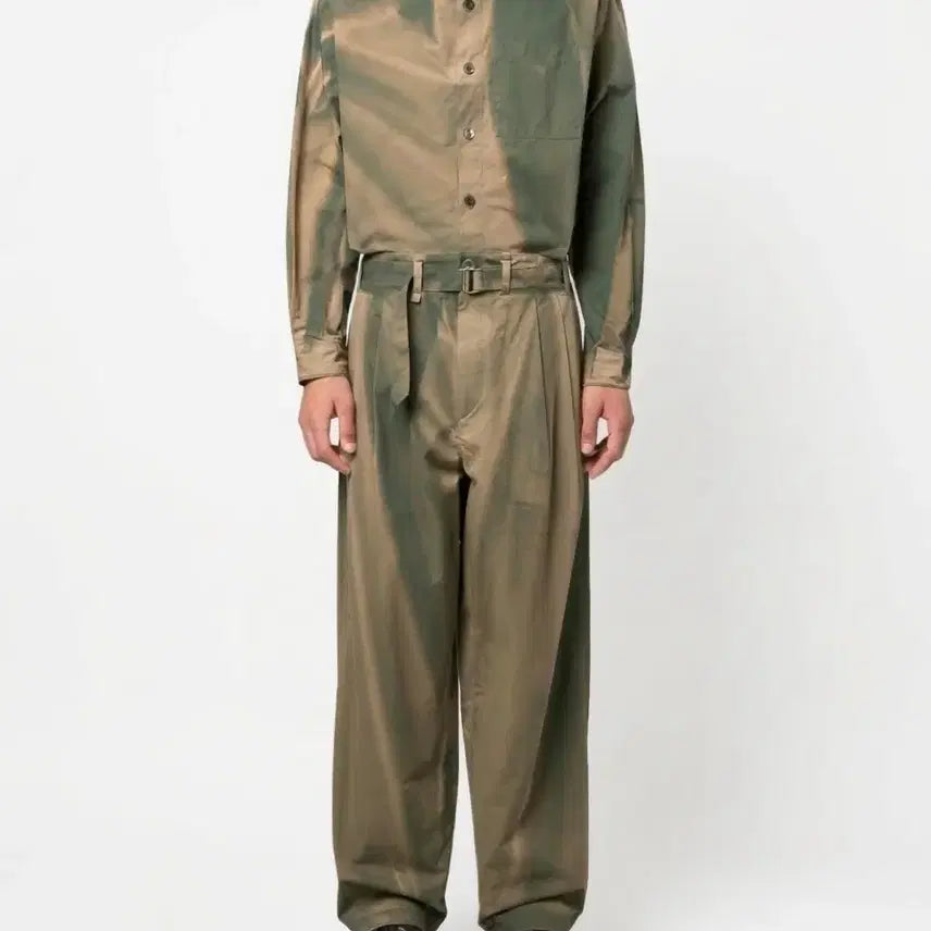 [BUNJANG] JiyongKim 22aw Sun-Bleached Belted Wide Trousers & Button Up Shirt Set Up / 지용킴 22aw 선블리치 셋업 L, L