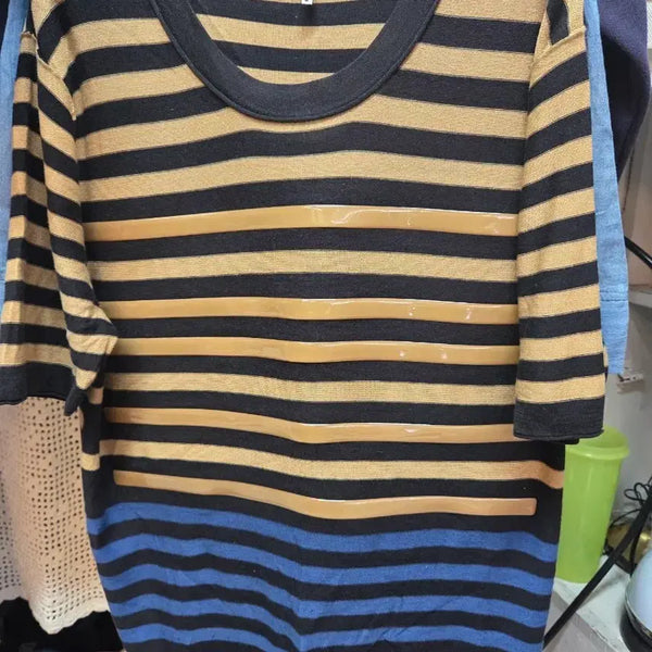 [BUNJANG] Sonia Rykiel Striped Short-Sleeve Knit Top / 소니아리키엘 스트라이프 반팔 니트