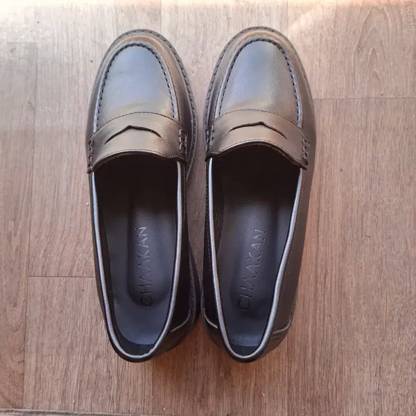 [BUNJANG] Chakan Gudu Black Leather Loafers - Size 240 / 착한구두 로퍼 240 블랙