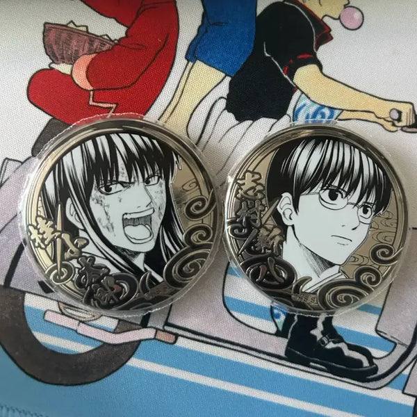 [BUNJANG] Gintama Zura and Shinpachi Bundle Set Can Badges / 은혼전 실버소울 즈라,신파치 캔뱃지 일괄