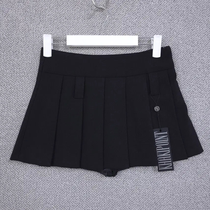 [BUNJANG] Khaki Point Black Punching Pleated Skirt for Women / 카키포인트 새상품 골프 여성 블랙 펀칭 플리츠 큐롯 스커트 24-25