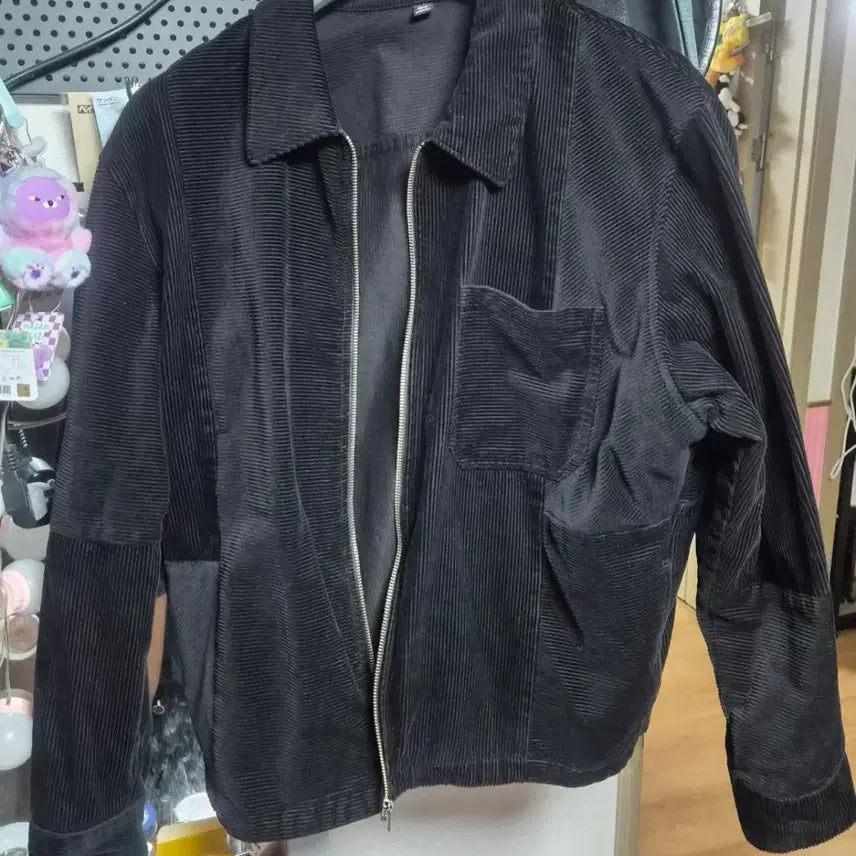[BUNJANG] GU Corduroy Zip-Up Jacket Black L / GU 코듀로이 집업 자켓 L 블랙