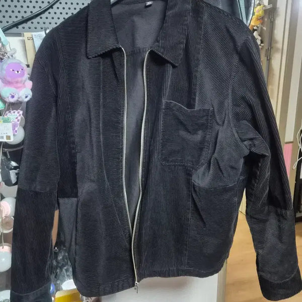 [BUNJANG] GU Corduroy Zip-Up Jacket Black L / GU 코듀로이 집업 자켓 L 블랙