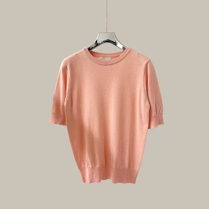 [BUNJANG] Basic Round Short Sleeve Knit T5026 / 베이직 라운드 반팔 니트 (T5026)