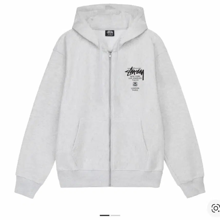 [BUNJANG] Stussy World Tour Hoodie Zip-up Ash Heather 2023 (S) / 스투시 월드투어 후드 집업 애쉬 헤더 2023 s사이즈