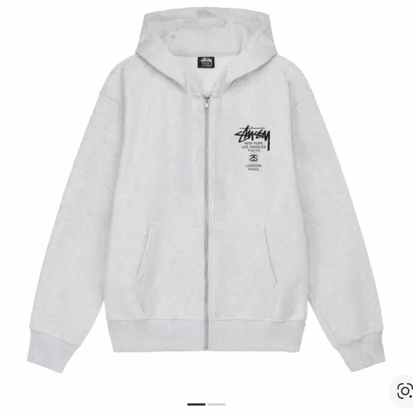 [BUNJANG] Stussy World Tour Hoodie Zip-up Ash Heather 2023 (S) / 스투시 월드투어 후드 집업 애쉬 헤더 2023 s사이즈