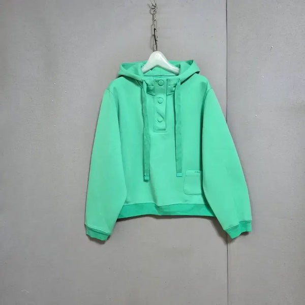 [BUNJANG] KUHO Green Colored Hoodie Sweatshirt (Size F) / 구호 색감이쁜 후드 맨투맨 F  n4907