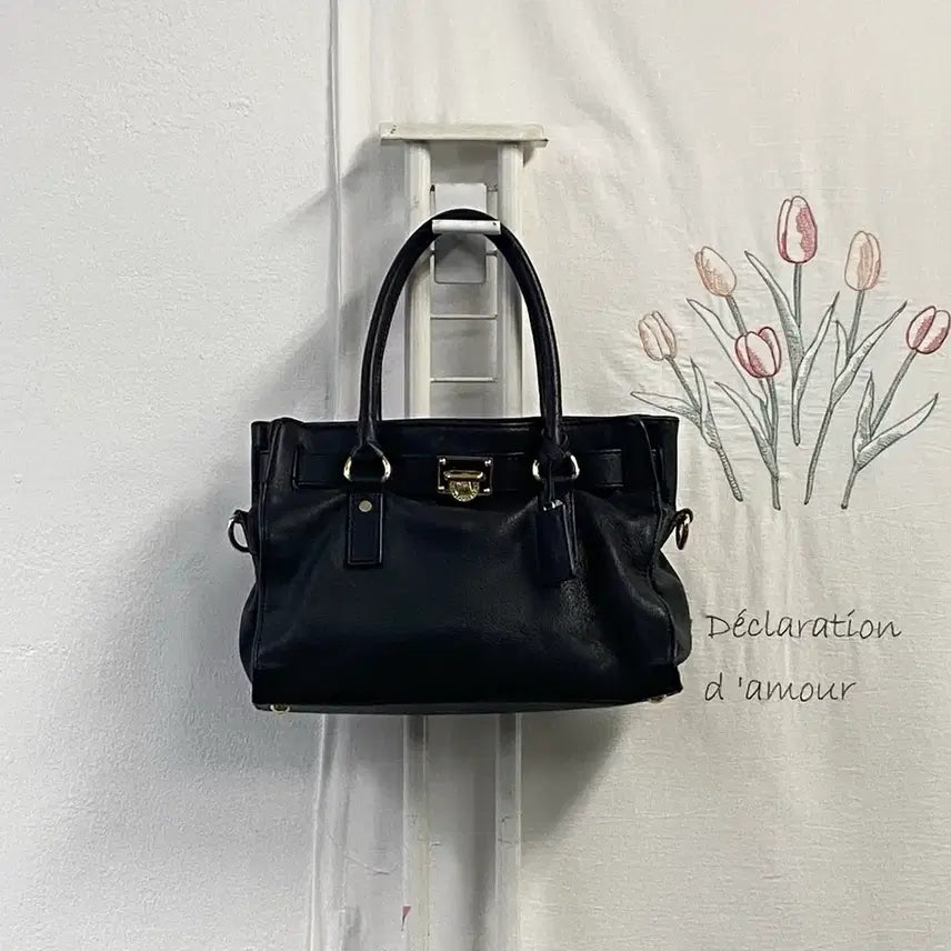 [BUNJANG] MetrocCity Gold Logo Tote Satchel Bag / 메트로시티 금장 로고 토트 사첼백