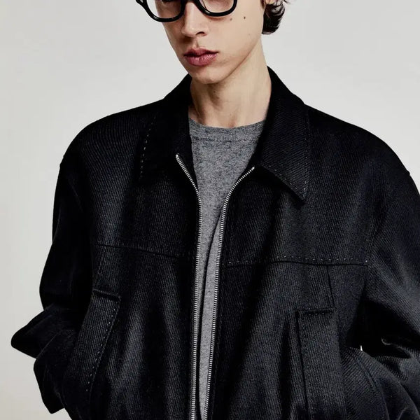 [BUNJANG] ELMOOD Iconic Wool Blouson Jacket MAINE Black / 엘무드 아이코닉 울 블루종 자켓 MAINE 블랙 46