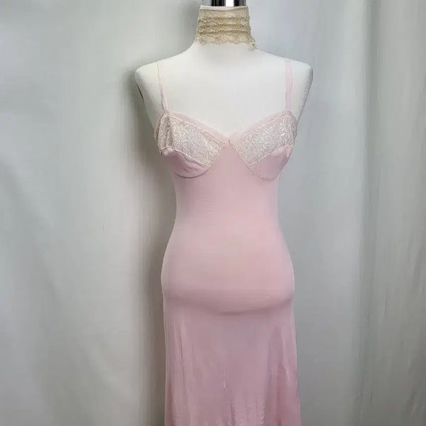 [BUNJANG] Vintage Strawberry Milk Pink Slip Dress / 빈티지 딸기우유 핑크 슬립 원피스 페어리 핀터레스트 란제리코어