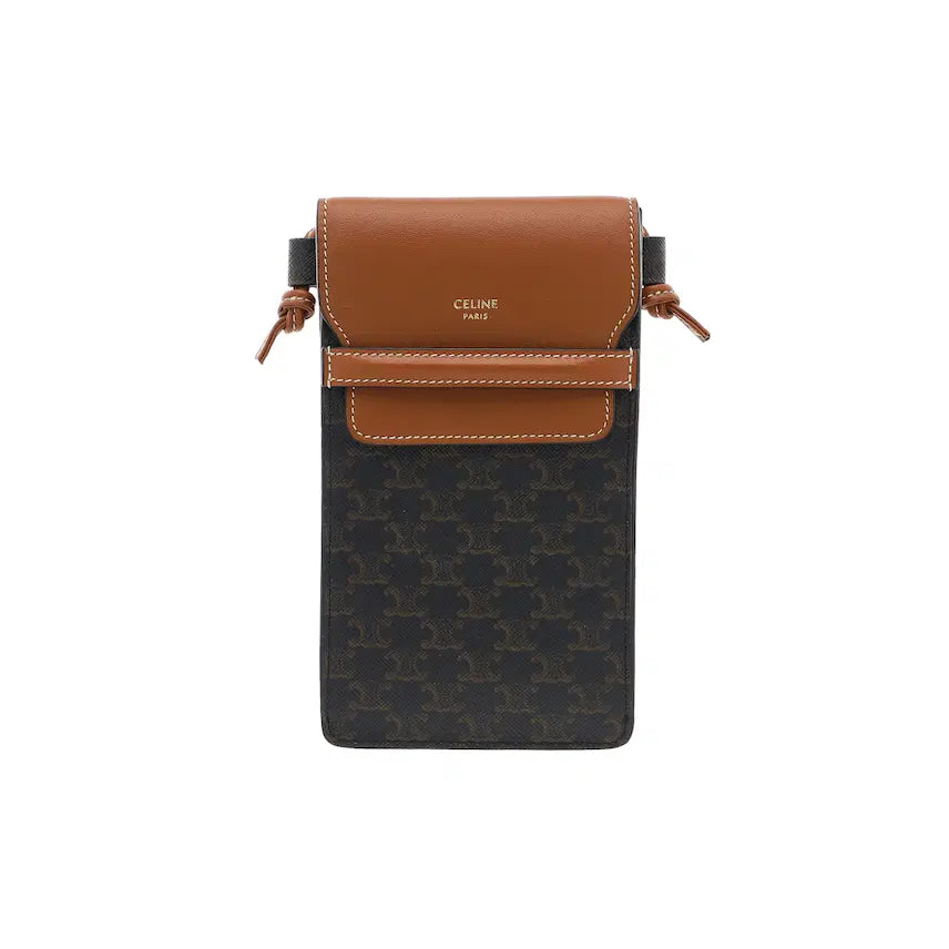 [BUNJANG] Celine Triomphe Canvas & Lambskin Flap Phone Pouch / 셀린느 트리옹프 캔버스 & 램스킨 플랩 폰 파우치