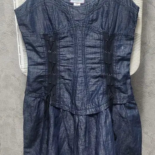 [BUNJANG] MAX&Co. Denim Lace-Up Mini Dress / MAX&Co 데님 레이스업 미니 원피스