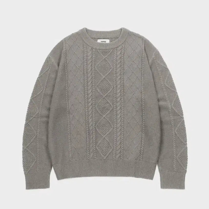 [BUNJANG] Topi Knit Fisherman Knit Roundneck Sweater (Melange Grey) / 토피 니트 데일리 라운드넥 피셔맨 니트 (MELANGE GREY)