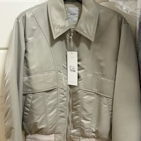 [BUNJANG] Vellie Circular Oversized Bomber Jacket Warm Gray M Size / [새상품]벨리에 써큘러 오버사이즈 봄버 자켓 웜그레이 M