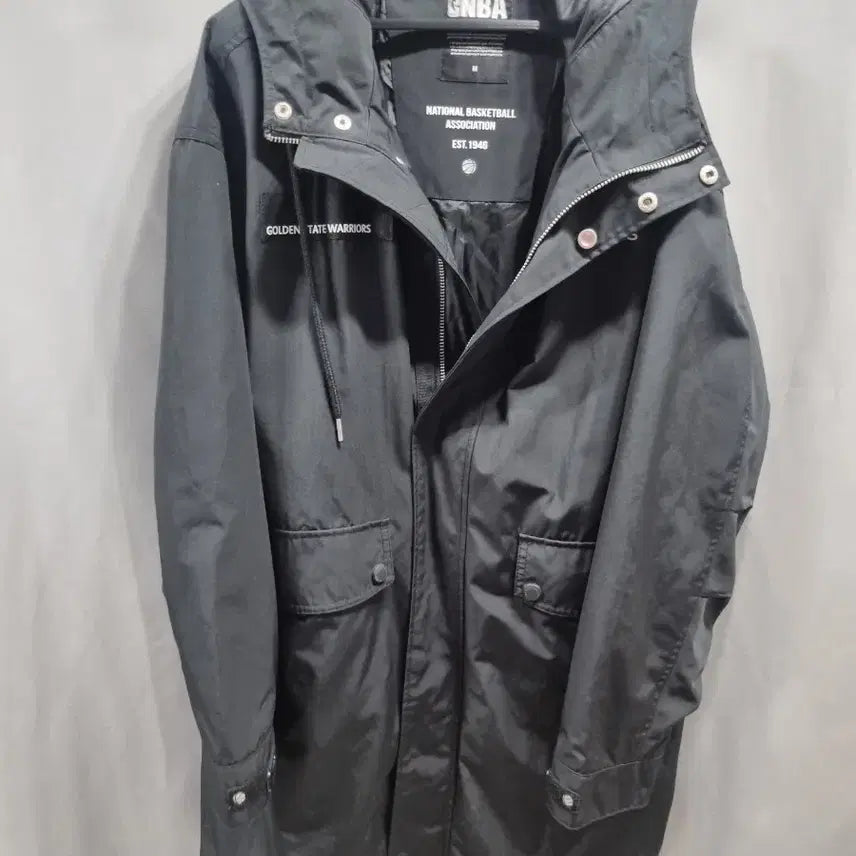 [BUNJANG] NBA Golden State Warriors Hooded Coat Black / NBA 골든스테이트워리어스 후드 코트 블랙