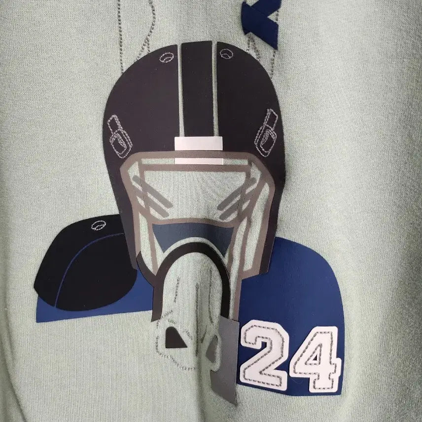 [BUNJANG] Hermès Printed Football Helmet Sweatshirt XL / 에르메스 백화점택 풋볼 헬멧 24번 프린팅 맨투